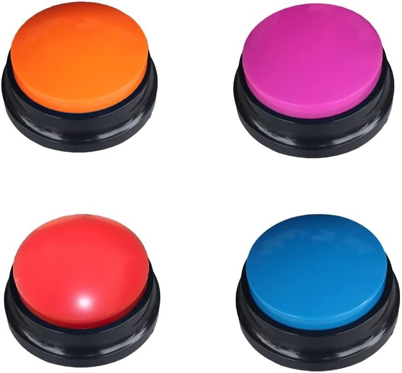 Artist Unknown 4 Color Voice Recording Button, Dog Buttons for Communication Pet Training Buzzer, 30 Second Record & Playback, Funny Gift for Study Office Home – 4 Color Packs