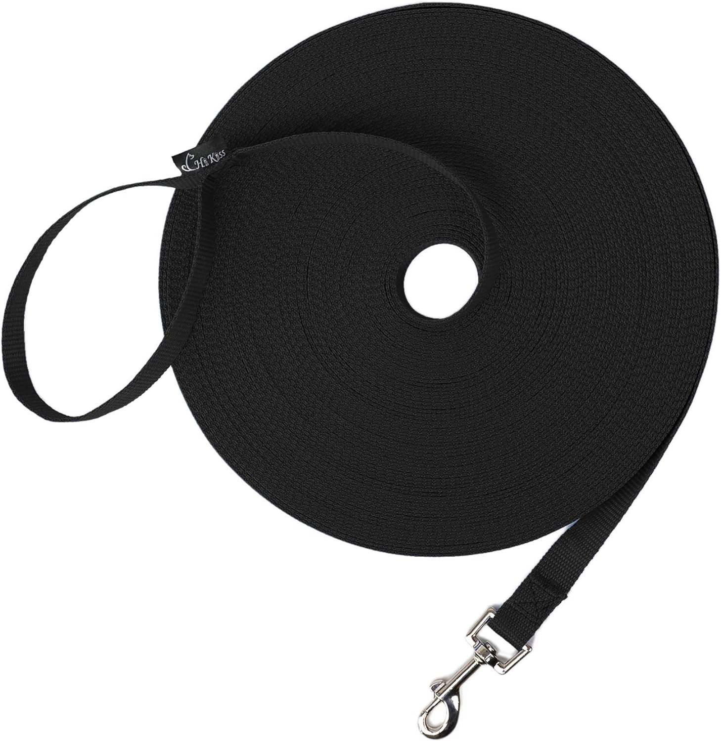 Hi Kiss Dog/Puppy Obedience Recall Training Agility Lead – 15ft 20ft 30ft 50ft 100ft Training Leash – Great for Play, Camping, or Backyard – Black 30ft