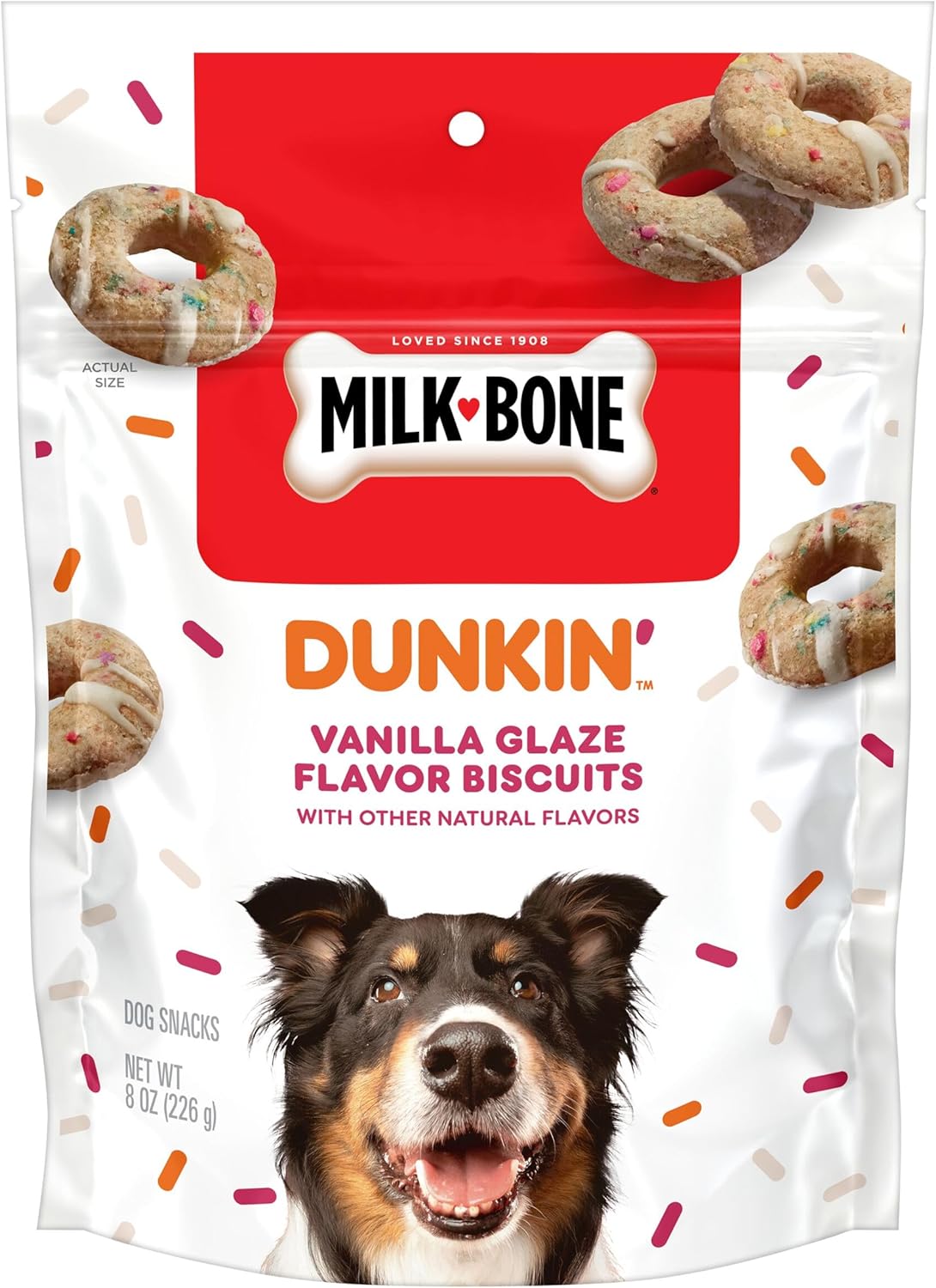 Milk-Bone Dunkin’ Vanilla Glaze Flavor Dog Biscuits with Other Natural Flavors, 8 oz Bag