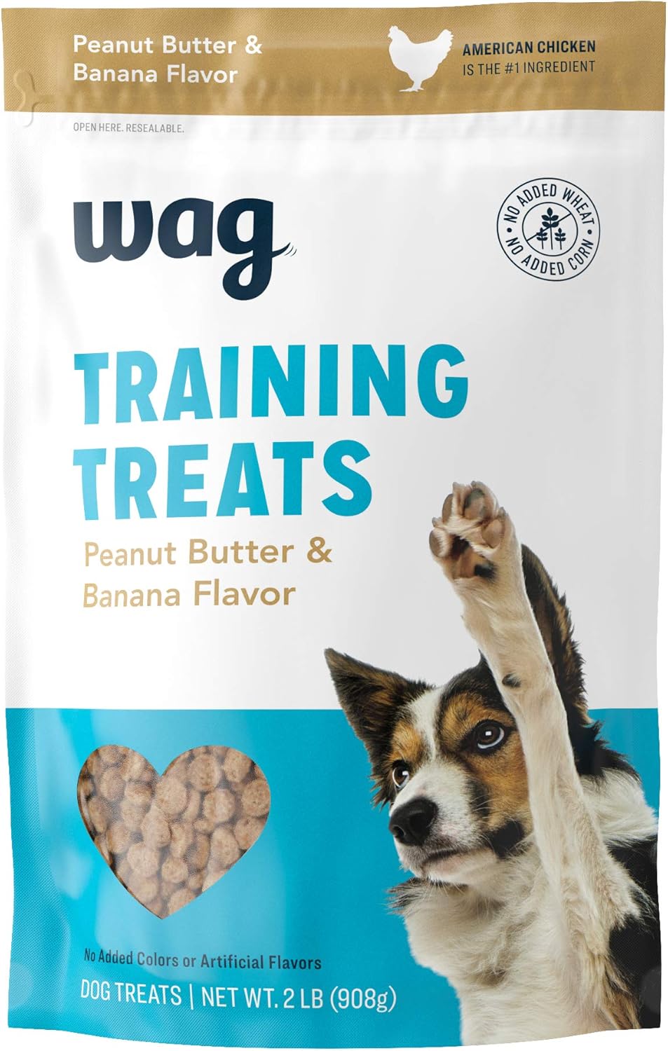 Amazon Brand – Wag Peanut Butter & Banana Flavor Training Treats for Dogs, 2 pound (pack of 1)