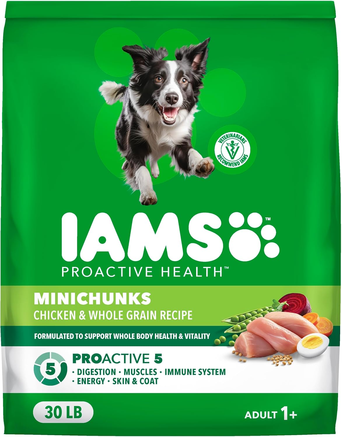 IAMS Proactive Health Adult Minichunks Dry Dog Food Chicken & Whole Grain Recipe, 30 lb. Bag