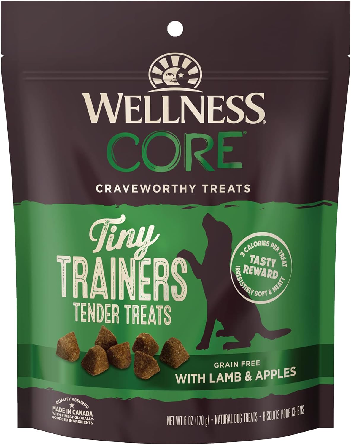 Wellness CORE Tiny Trainers Dog Treats, Natural, Training Treat, Grain Free, Lamb & Apple (6 Ounce Bag)