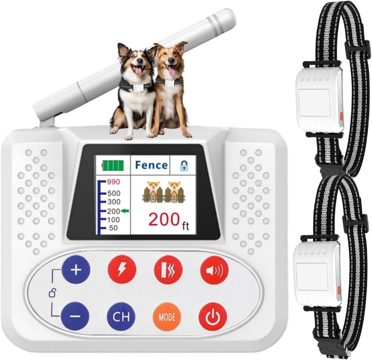 Wireless Dog Fence System, 2025 Electric Fence for Dog & Training Collar with Big LCD Screen, Portable Wireless Fence with 2.4GPFC Antenna, Waterproof & Adjustable Dog Perimeter Collar (For 2 Dogs)